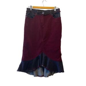 Y2k Gothic corduroy asymmetrical midi skirt